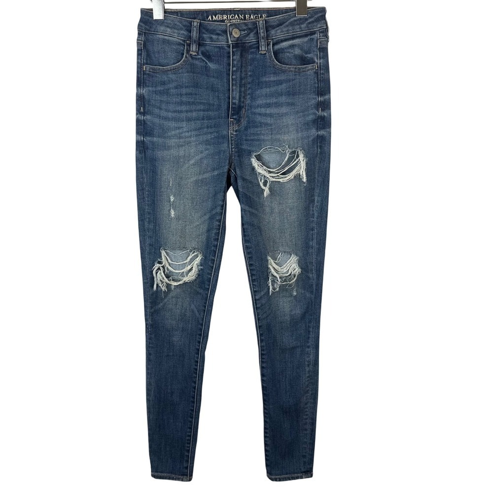 American Eagle‎ Super Hi-Rise Jegging Jeans Distressed Ripped Womens Size 4